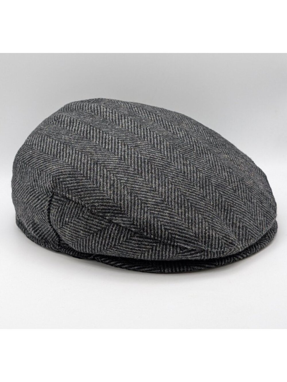 Original Weatherproof Wool Blend Hat Herringbone Cabbie Newsboy Large Gray Black